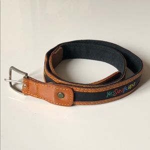 Yves Saint Laurent Vintage Canvas and Leather Belt